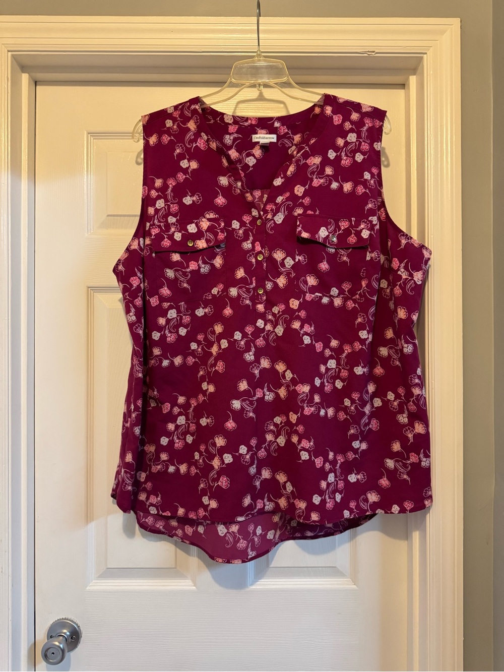Sleeveless Floral Blouse in Deep Berry by Croft and Barrow